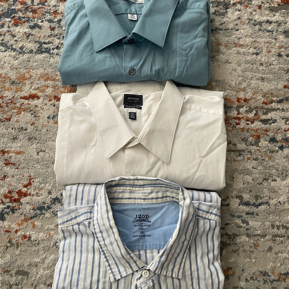 Men's Shirts in Teal, Cream, and Blue Stripes